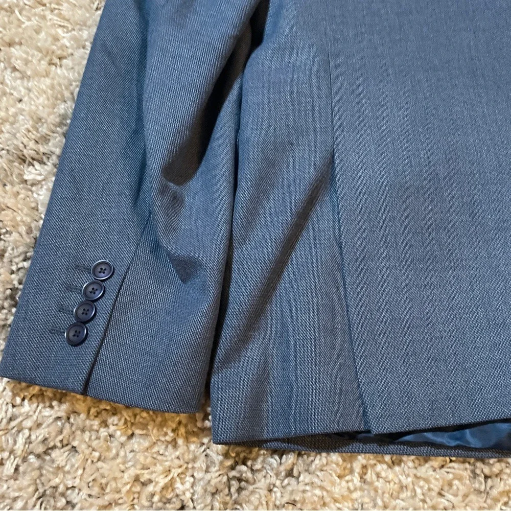 Bar III Mens Slim Fit Blazer‎ Blue Gray Textured Two Button Sport Coat